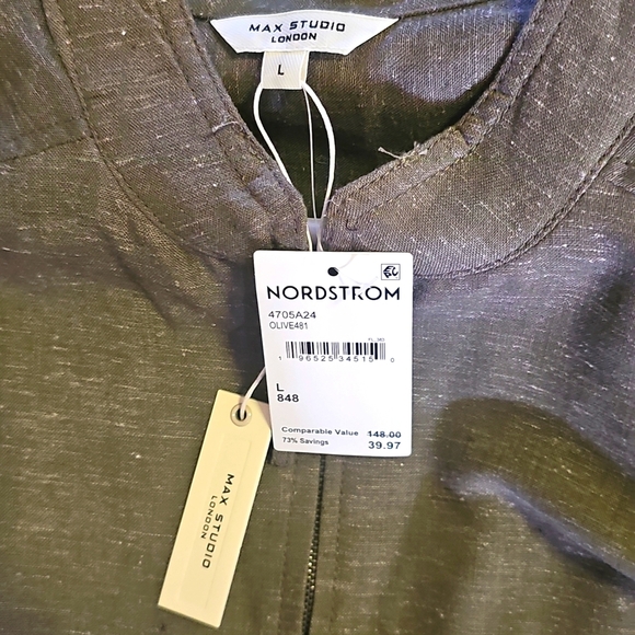 NWT Max Studio Space Dye Light Drawstring Crop Utility Jacket Olive Large - Picture 12 of 14